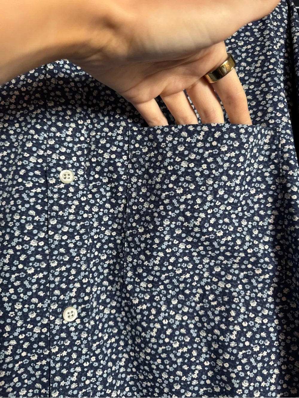 Banana Republic Navy Floral Shirt XXL Tall Grant Slim Fit